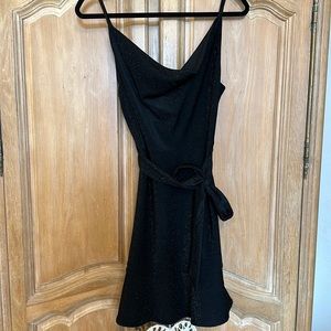 She + sky black sparkly ruffle dress with tie.